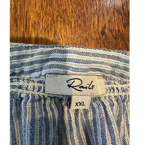 Rails Linen Blend Striped Alena Blouse - Blue/White XXL Costal Summer Vibes - Picture 5 of 8